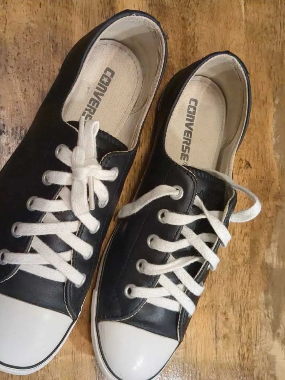 Women's Converse All Star Black Leather Sneakers - Size 7.5